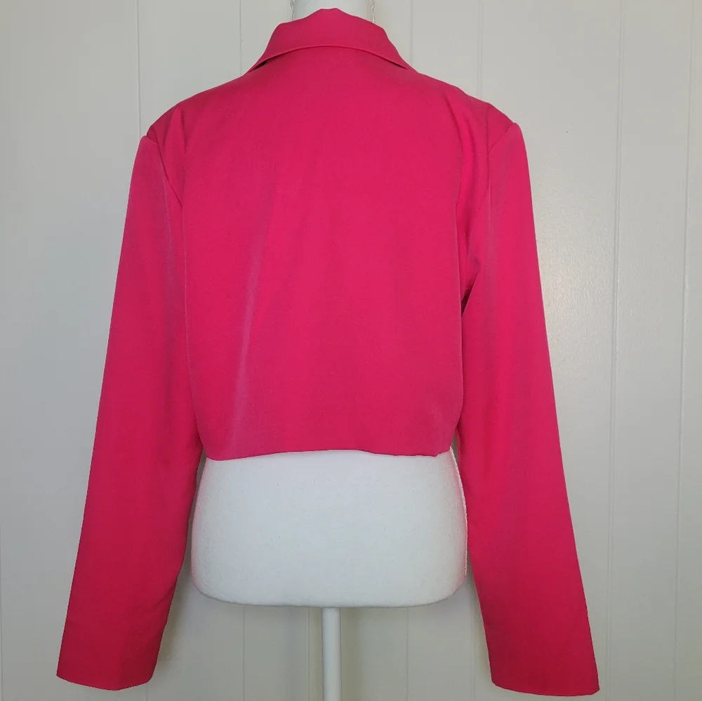 Klesis Fuschia Pink Cropped Blazer Jacket Boxy Modern Fit Menswear Girl Boss MD